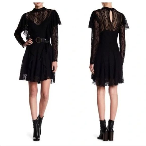 Free People Rock Candy Lace Long Sleeve Mini Dress Small NWT - Picture 6 of 6